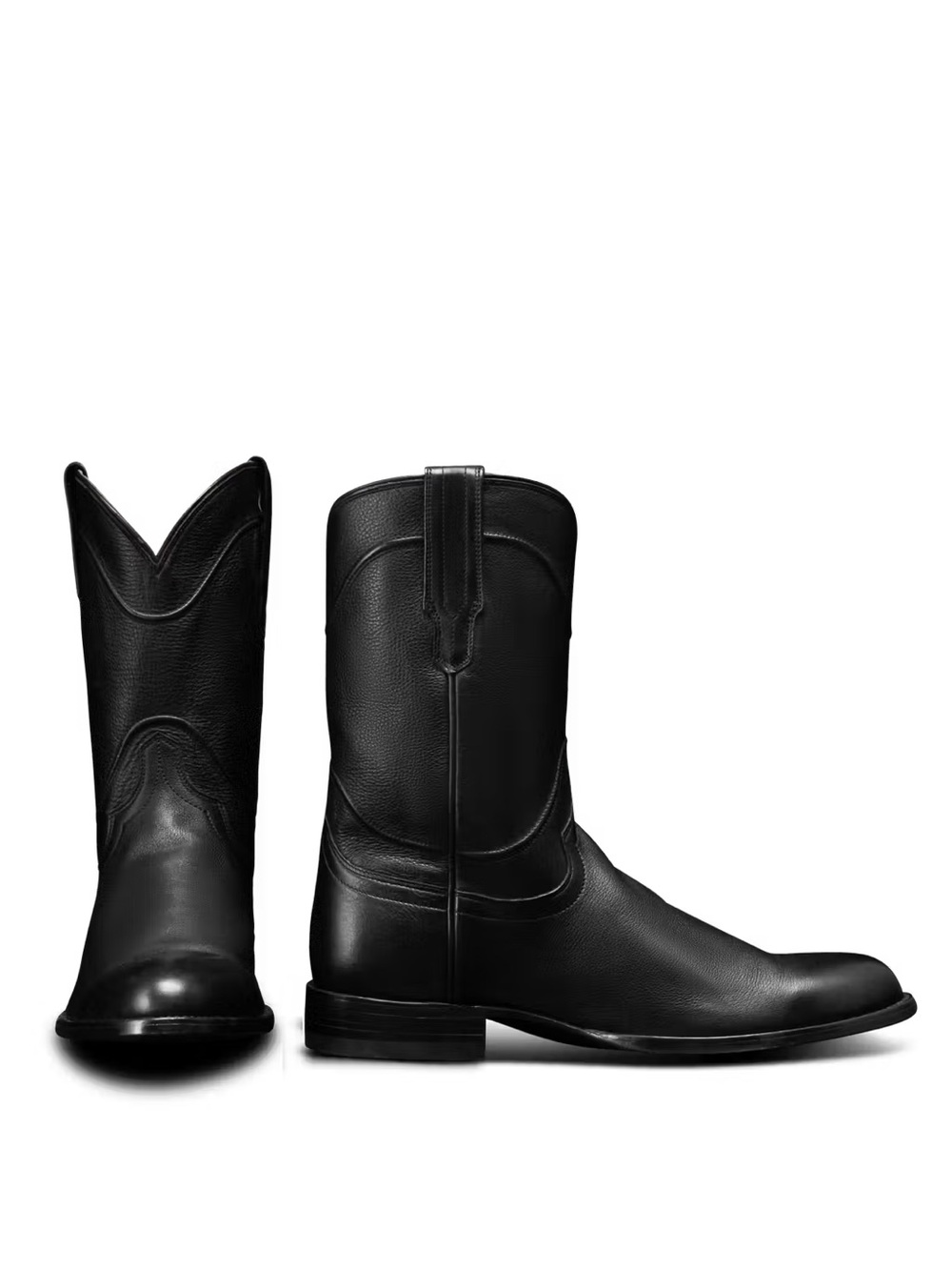 Tecovas Men's Black Leather Western Boots - Classic Pull-On Style